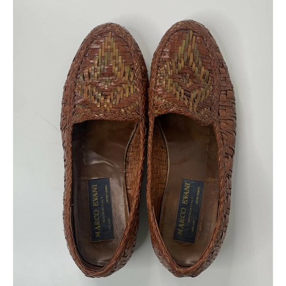 Vintage MARCO EVANI Leather Woven Loafer Shoes 8.5 main image 6